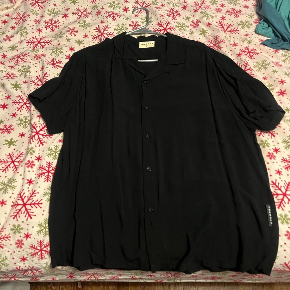 YoungLA Black Casual Button Down Shirt